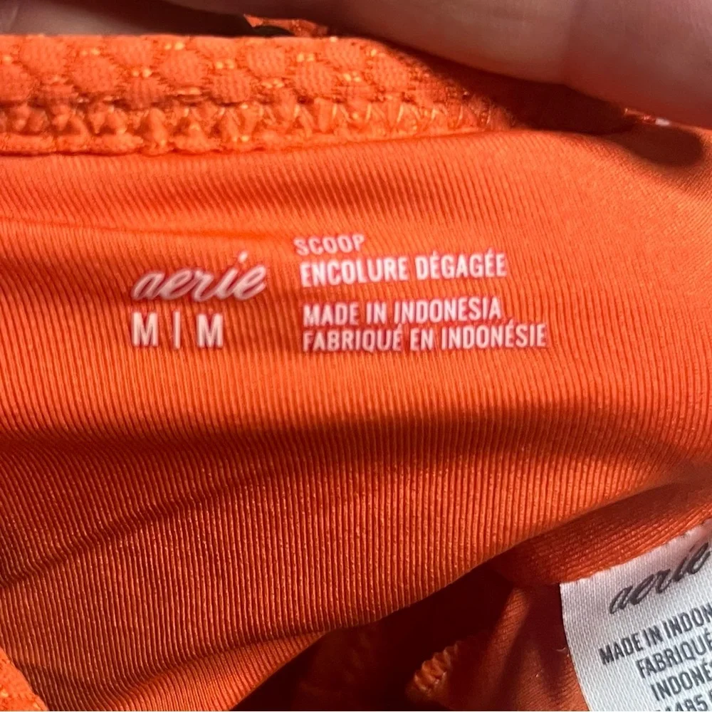 Aerie Scoop‎ Bikini Top Ruffle Medium Padded Orange Swimwear NWT